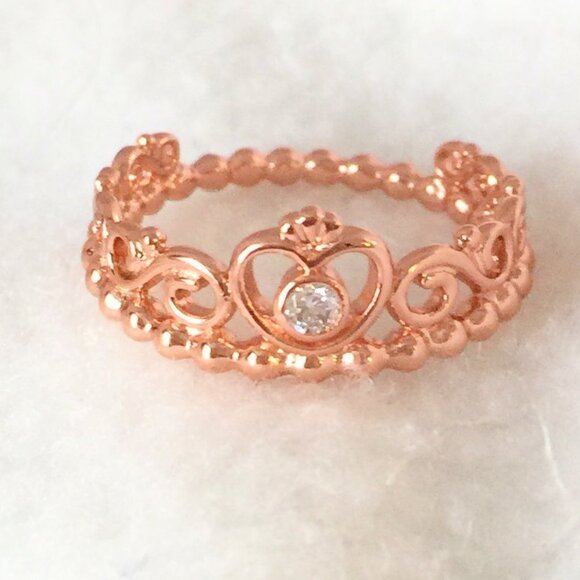 NWOT Pandora Rose Gold Princess Tiara Crown Ring All Sizes - Picture 1 of 5